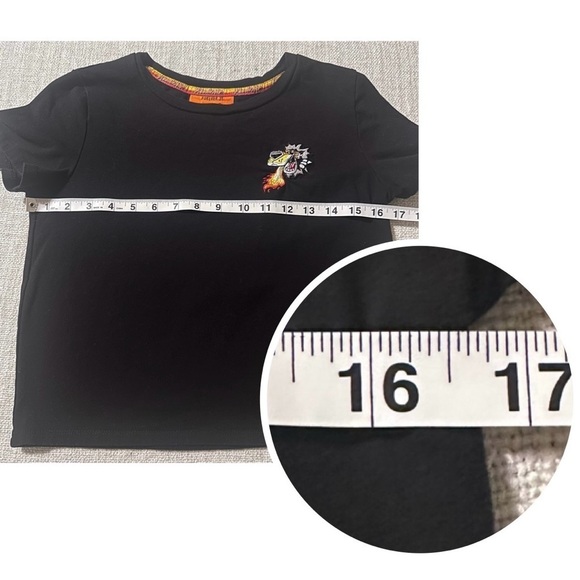 FOREVER 21 Cheetos Flamin’ Hot Black Crop Top (M) Chester Cheetah Tee Shirt F21 - Picture 6 of 8